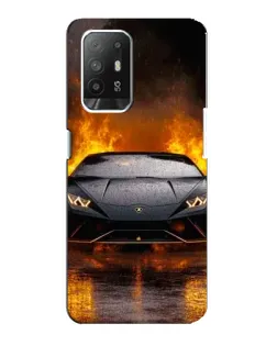 Чехол для OPPO Reno 5z с картинкой «Lamborghini в огне»