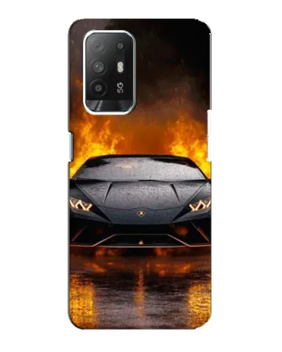 Чехол для OPPO Reno 5z с картинкой «Lamborghini в огне»