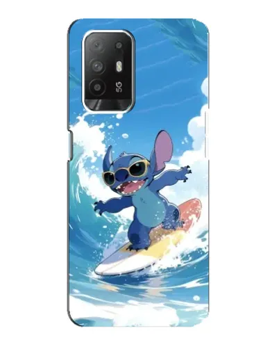 Чехол для OPPO Reno 5z с картинкой «Стич на волне»