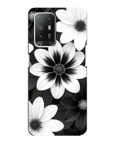 Чехол для OPPO Reno 5z с картинкой «Монохромные астры»