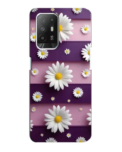 Чехол для OPPO Reno 5z с картинкой «Ромашки на фиолетовом»