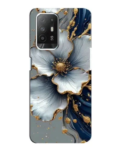 Чехол для OPPO Reno 5z с картинкой «Белый цветок и золотой флюид» Чехол для OPPO Reno 5z с картинкой «Белый цветок и золотой флюид»