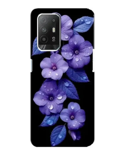 Чехол для OPPO Reno 5z с картинкой «Фиолетовые цветы с росою»