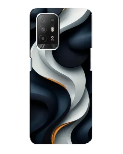 Чехол для OPPO Reno 5z с картинкой «Объемные черно-белые ленты»
