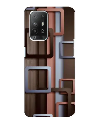 Чехол для OPPO Reno 5z с картинкой «Коричневые объемные квадраты»