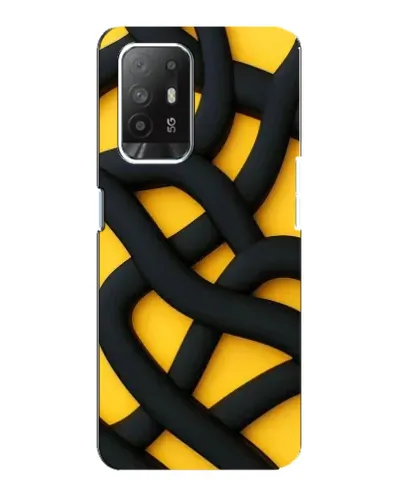 Чехол для OPPO Reno 5z с картинкой «Черное желтое переплетение»