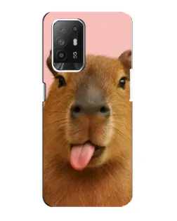 Чехол для OPPO Reno 5z с картинкой «Капибара с языком»