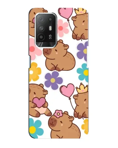 Чехол для OPPO Reno 5z с картинкой «Цветочный паттерн капибар» Чехол для OPPO Reno 5z с картинкой «Цветочный паттерн капибар»