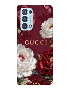 Чехол для OPPO Reno6 Pro Plus 5G с картинкой «Gucci — бордовые розы»