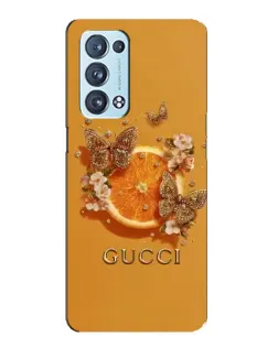 Чехол для OPPO Reno6 Pro Plus 5G с картинкой «Gucci — золотые бабочки»