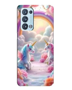 Чехол для OPPO Reno6 Pro Plus 5G с картинкой «Радуга и единороги»