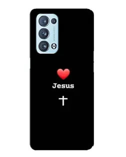 Чехол для OPPO Reno6 Pro Plus 5G с картинкой «Сердце - Jesus»
