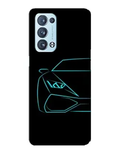 Чехол для OPPO Reno6 Pro Plus 5G с картинкой «Голубой силуэт Lamborghini»