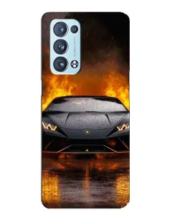 Чехол для OPPO Reno6 Pro Plus 5G с картинкой «Lamborghini в огне»