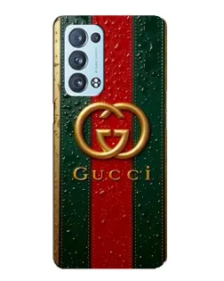 Чехол для OPPO Reno6 Pro 5G с картинкой «Gucci — фирменная полоса и золото»