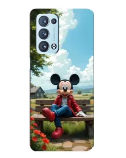 Чехол для OPPO Reno6 Pro 5G с картинкой «Микки на скамейке»
