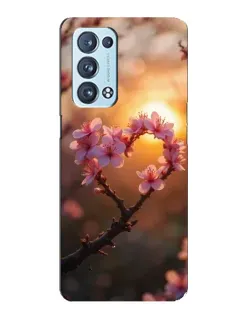 Чехол для OPPO Reno6 Pro 5G с картинкой «Розовый цвет сердце на фоне заката» Чехол для OPPO Reno6 Pro 5G с картинкой «Розовый цвет сердце на фоне заката»