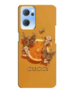 Чехол для OPPO Reno7 5G с картинкой «Gucci — золотые бабочки»