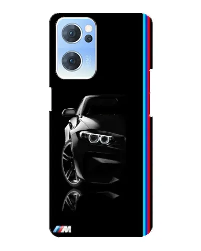 Чехол для OPPO Reno7 5G с картинкой «Силуэт BMW в темноте»