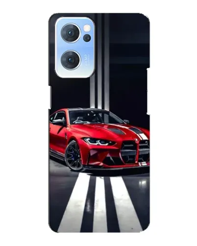 Чехол для OPPO Reno7 5G с картинкой «Красная BMW на дороге»