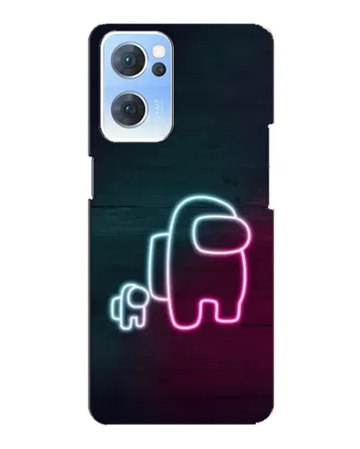 Чехол для OPPO Reno7 5G с картинкой «Among Us неон-арт»