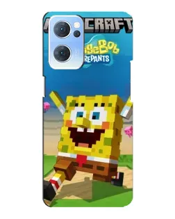 Чохол для OPPO Reno7 5G з картинкою «Губка Боб Minecraft»