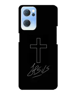 Чохол для OPPO Reno7 5G з картинкою «Графічний хрест Jesus»