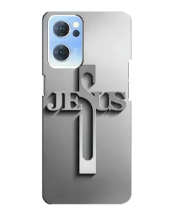 Чохол для OPPO Reno7 5G з картинкою «Металевий хрест Jesus»