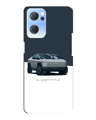 Чехол для OPPO Reno7 5G с картинкой «Серебристый Cybertruck Tesla»
