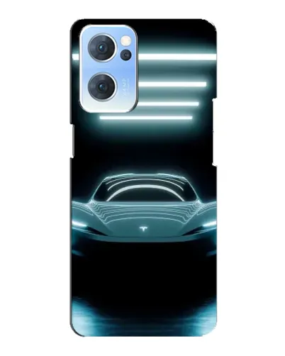 Чехол для OPPO Reno7 5G с картинкой «Tesla в неоне»
