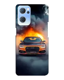 Чехол для OPPO Reno7 5G с картинкой «Audi в огненном дыму»