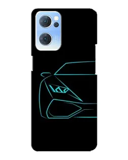 Чехол для OPPO Reno7 5G с картинкой «Голубой силуэт Lamborghini»