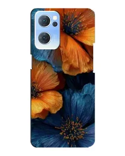 Чехол для OPPO Reno7 5G с картинкой «Яркая сине-оранжевая флора»
