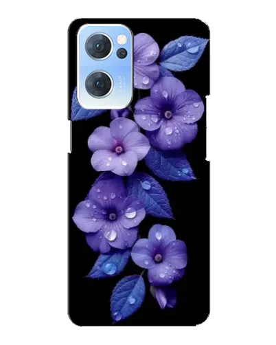 Чехол для OPPO Reno7 5G с картинкой «Фиолетовые цветы с росою»