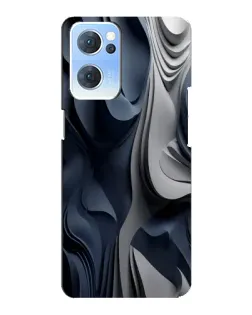 Чехол для OPPO Reno7 5G с картинкой «Объемные синие складки»