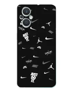 Чехол для OPPO Reno7 Lite (5G) с картинкой «Nike Black Pattern»