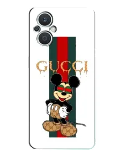 Чехол для OPPO Reno7 Lite (5G) с картинкой «Микки Маус Gucci — полосы»