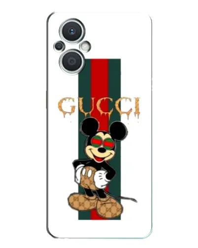 Чехол для OPPO Reno7 Lite (5G) с картинкой «Микки Маус Gucci — полосы»