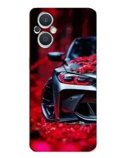 Чехол для OPPO Reno7 Lite (5G) с картинкой «Спортивная BMW и цветы»