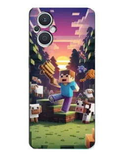 Чехол для OPPO Reno7 Lite (5G) с картинкой «Стив на ферме»