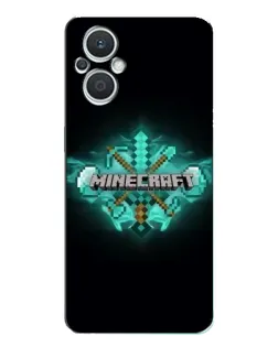 Чехол для OPPO Reno7 Lite (5G) с картинкой «Minecraft Diamond лого»