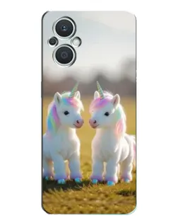 Чехол для OPPO Reno7 Lite (5G) с картинкой «Пара единорогов»