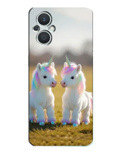 Чехол для OPPO Reno7 Lite (5G) с картинкой «Пара единорогов»