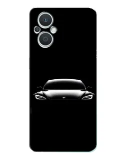 Чехол для OPPO Reno7 Lite (5G) с картинкой «Фары Tesla Night»