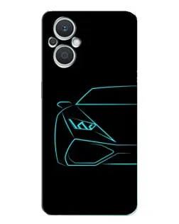 Чехол для OPPO Reno7 Lite (5G) с картинкой «Голубой силуэт Lamborghini»