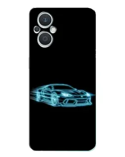 Чехол для OPPO Reno7 Lite (5G) с картинкой «Неоновый контур Lamborghini»