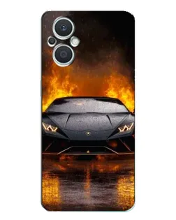 Чехол для OPPO Reno7 Lite (5G) с картинкой «Lamborghini в огне»