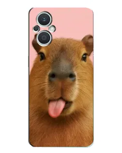 Чехол для OPPO Reno7 Lite (5G) с картинкой «Капибара с языком»