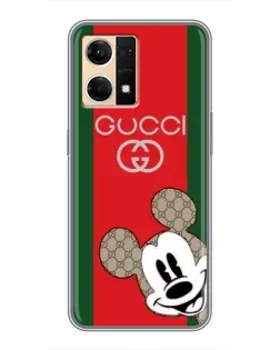 Чехол для OPPO Reno7 Pro 5G с картинкой «Gucci — полосы и Микки»