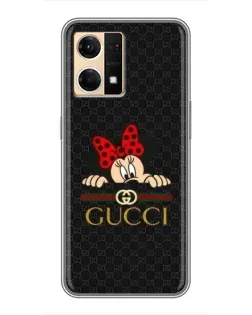 Чехол для OPPO Reno7 Pro 5G с картинкой «Минни Маус Gucci — черный»